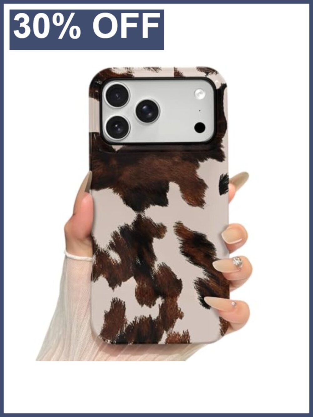 Cow Print iPhone 17 Pro Max Case Hybrid 2-Layer Shockproof